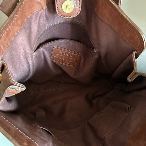 Fossil Large Brown Leather Shoulder Tote Bag - Picture 7 of 7